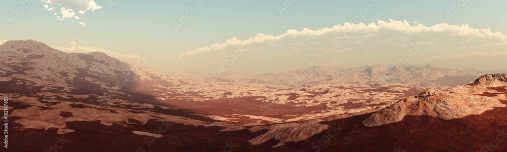 panorama of Mars, Martian landscape, surface of Mars, banner
