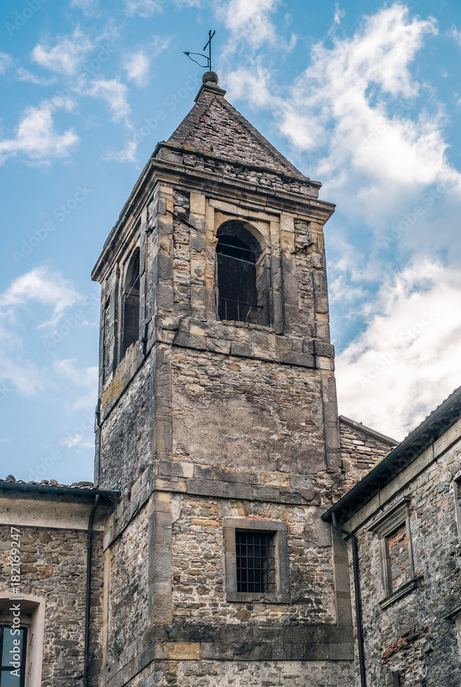 Cusercoli, Civitella di Romagna, Emilia Romagna, Italy. Bell tower. Cusercoli, Civitella di Romagna, Emilia Romagna, Italy. Bell tower.