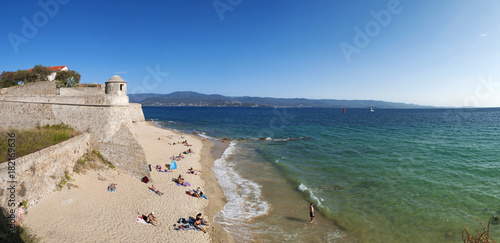 Corsica, 01/09/2017: le antiche mura della Cittadella di Ajaccio, fortezza militare che fu una prigione durante la seconda guerra mondiale, affacciata sul Mar Mediterraneo e sulla spiaggia cittadina photo