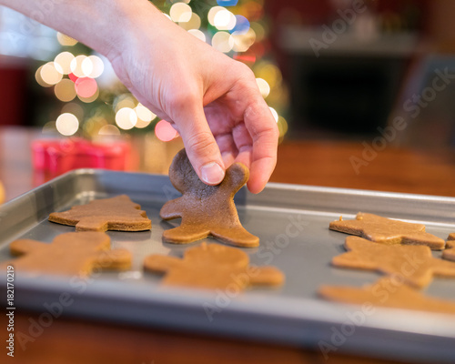 Making Christmas gingerbread cookies 