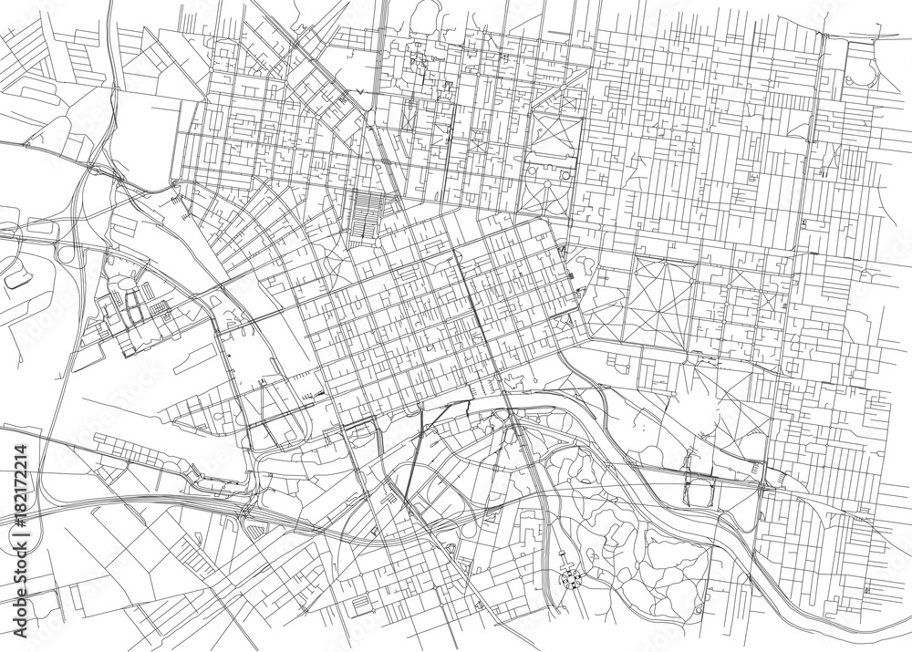 Fototapeta premium Ulice centrum Melbourne, mapa miasta, Australia. Ulica