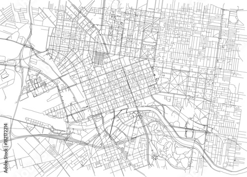 Strade di Melbourne centro, cartina della città, Australia. Stradario