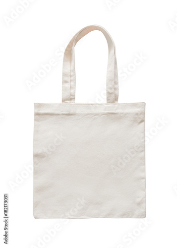 Tote bag canvas fabric cloth eco shopping sack mockup blank template isolated on white background (clipping path)