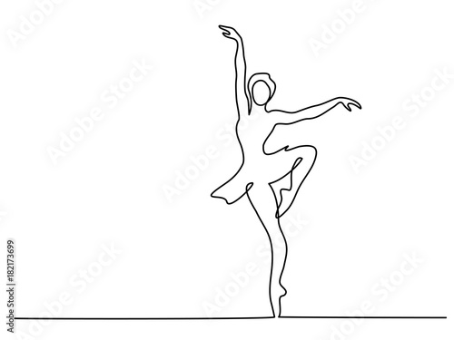 Continuous Line Art Drawing. Ballet Dancer ballerina. Vector Illustration