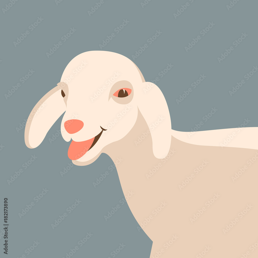 Naklejka premium sheep young flat style vector illustration profile view head