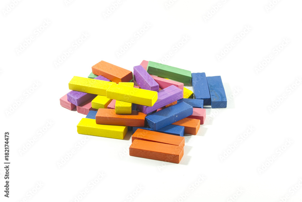 Obraz premium Wood bricks a child game, isolated on white