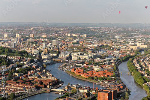 Above the city. Aerial view of streets and houses in Bristol, England.
