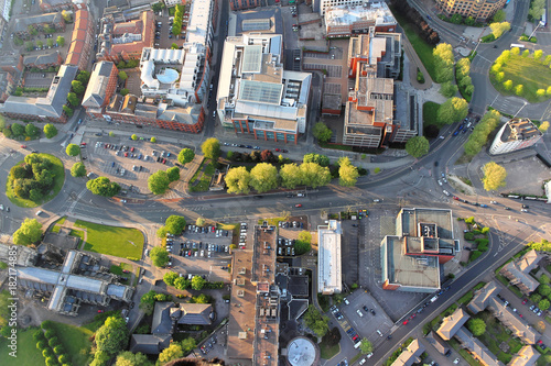 Above the city. Aerial view of streets and houses in Bristol, England. 
