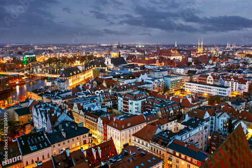 City of Wroclaw in Poland  Old Town Market Square from above.