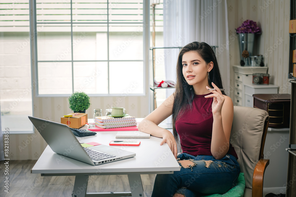 Business woman working in office