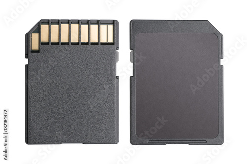 Blank sd memory card isolated with clipping path photo