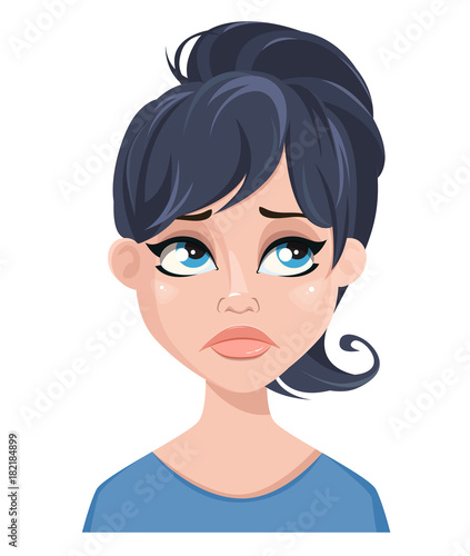 Facial expression of a woman - sad, unhappy