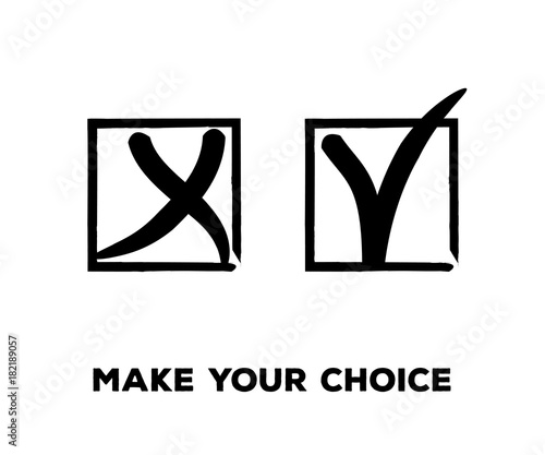 Yes and No Vector Set Square Frames, Isolated.  Grunge Graffiti Check, Quizz, Voting Symbol Design. Ink Rejection and Acceptance, Query Choice Icons. Yes and No Tick and Cross Symbolic Marks.