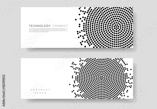 Black abstract vector circle pattern design. Halftone texture