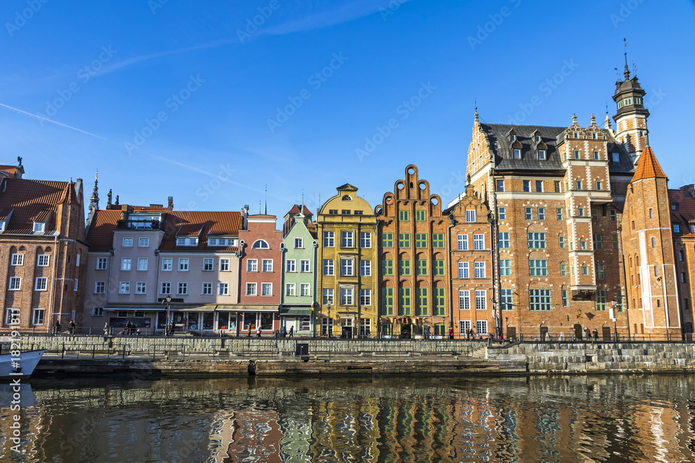 Colourful historic houses in Gdansk Old Town, Poland