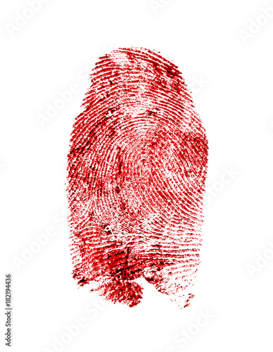 Bloody fingerprint on a white background