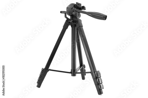 Fotografie Put together black tripod isolated over white