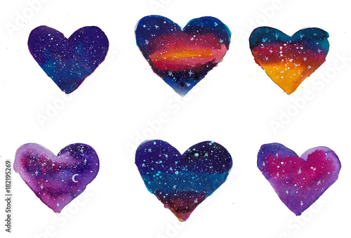 Heart space watercolor shape