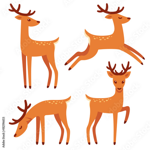 Cartoon deer set