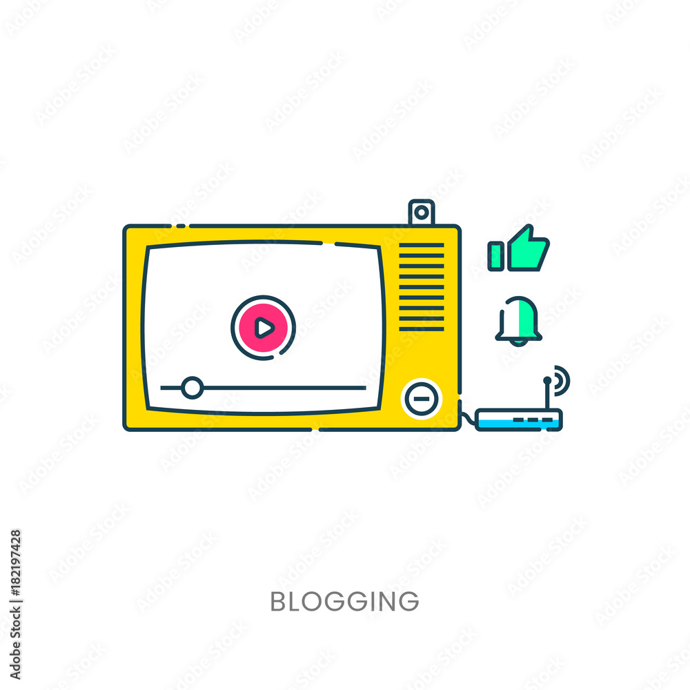 Obraz premium Template blogging infographics. Concept for website banners and promotional materials. TV. Modem.