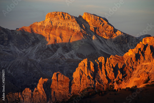 Sunset light in the Dolomites, Italy, Europe