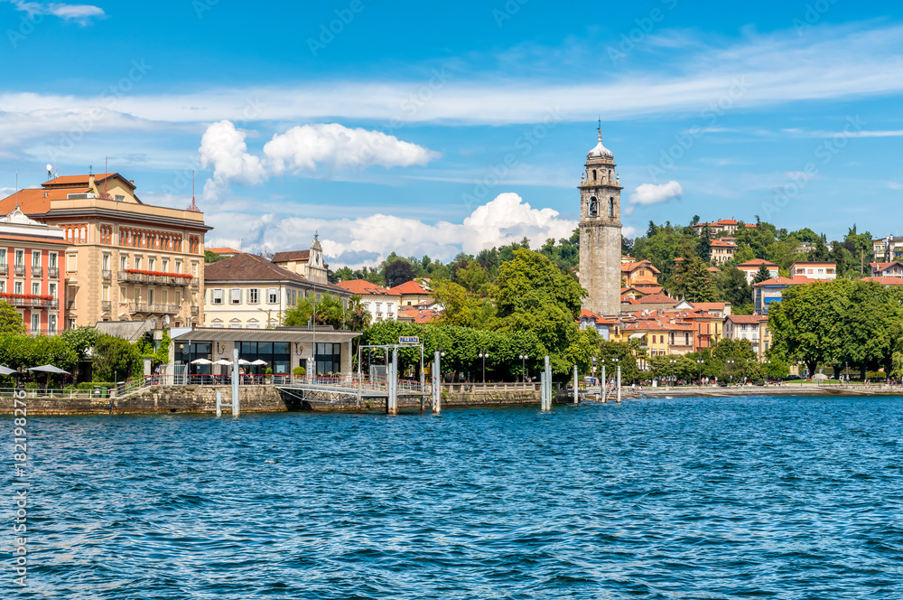 View of Pallanza, it is a village in the municipality of Verbania on the shore of Lake Maggiore, Italy
