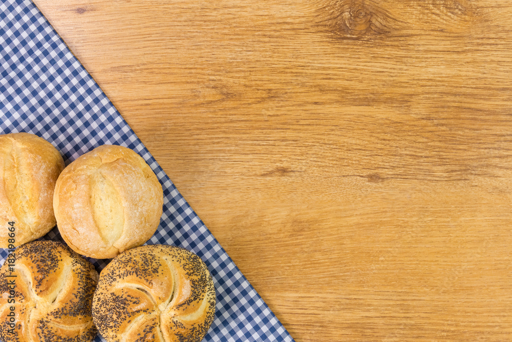 Fresh bread on wooden table background. Fresh bread on wooden table background.