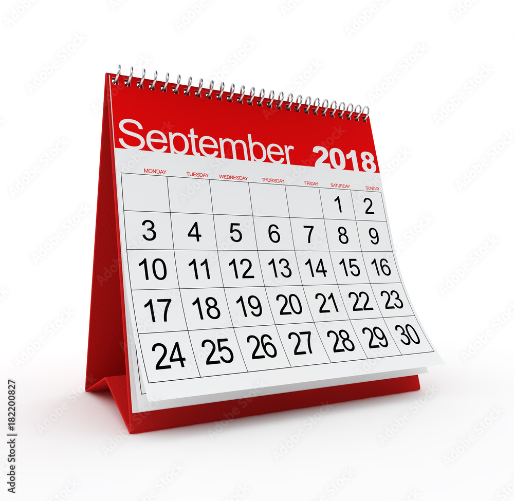September 2018 Monthly Calendar Stock-Illustration | Adobe Stock