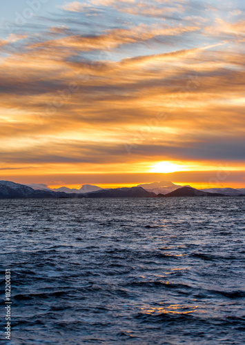 sunset in the North sea,Tromso