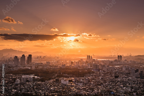 The beautiful city of sunsets, south korea seoul's skyline. © SiHo