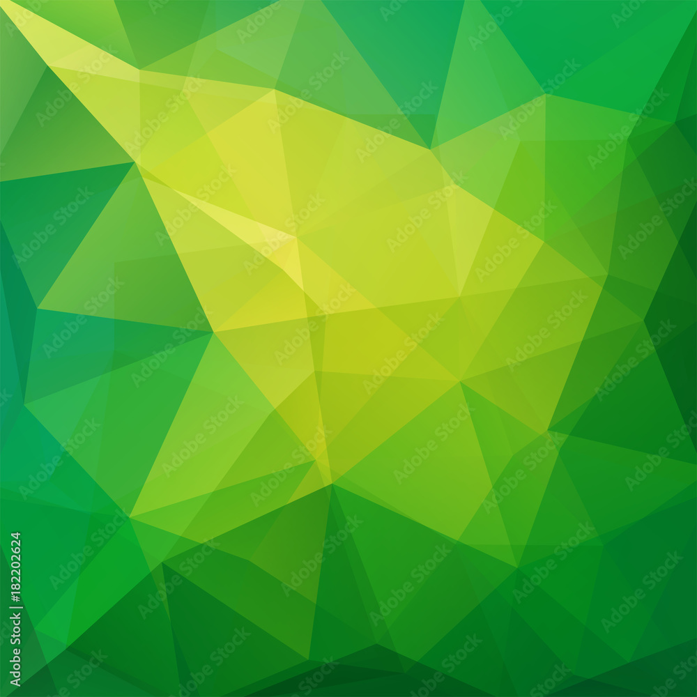 Obraz premium Abstract background consisting of yellow, green triangles. Geometric design for business presentations or web template banner flyer. Vector illustration