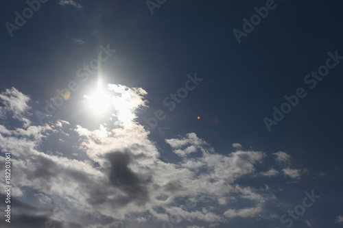  青空と雲「空想・雲のモンスターたち（太陽に近づいたモンスターたちのイメージ）」（日の当たる家族、光に包まれて、紫外線）