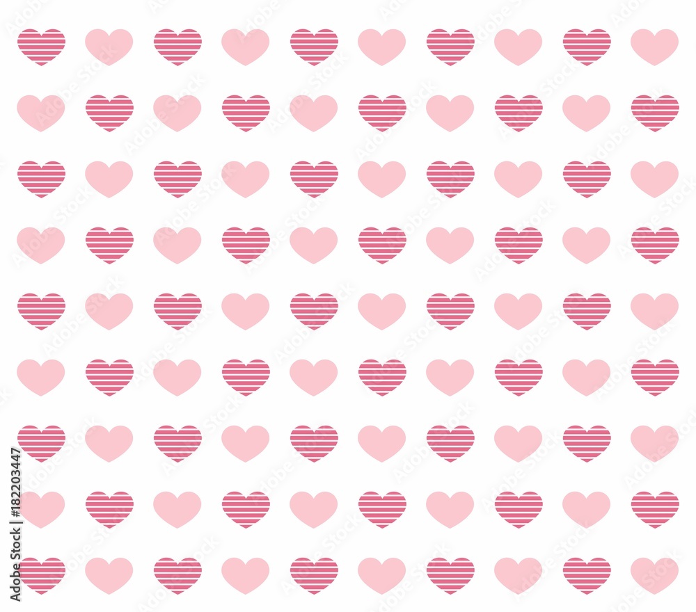 Seamless hand drawn sketchy hearts pattern texture, red and pink hearts background design elements for Valentine's day. Vector illustration