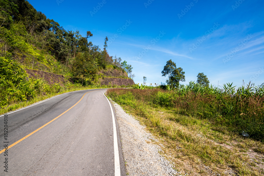 Road to top of Mountain in Countryside,Nan, Northern of Thailand