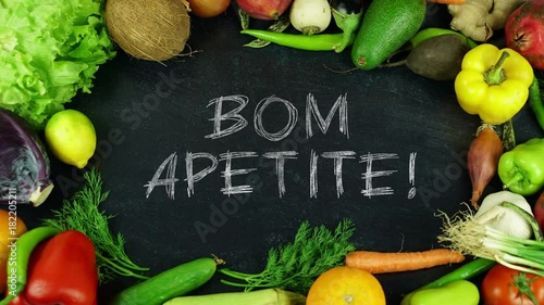 Bom apetite Portuguese fruit stop motion, in English Bon appetit photo