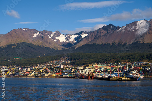 The harbor of Ushuaia and Cerro Martial, Tierra del Fuego, Argentina