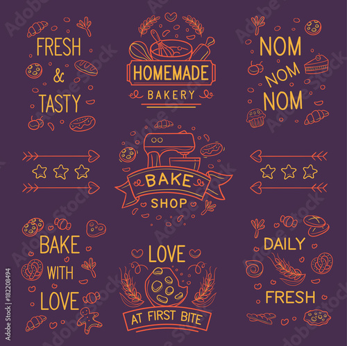 Doodle bake shop logo and ornament
