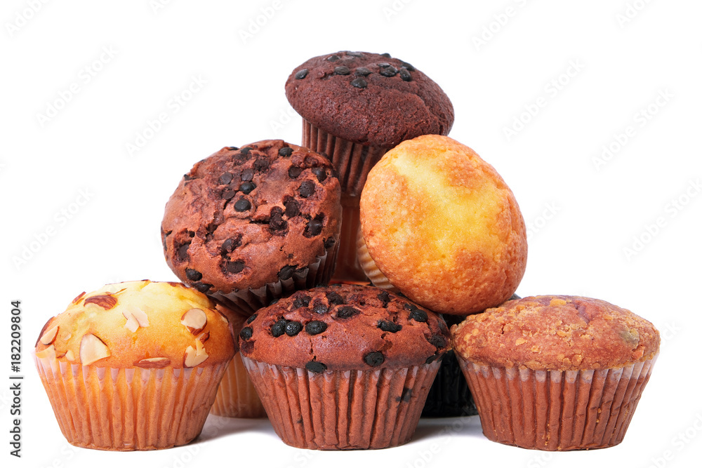 Pile of various muffin cup cakes - obrazy, fototapety, plakaty 