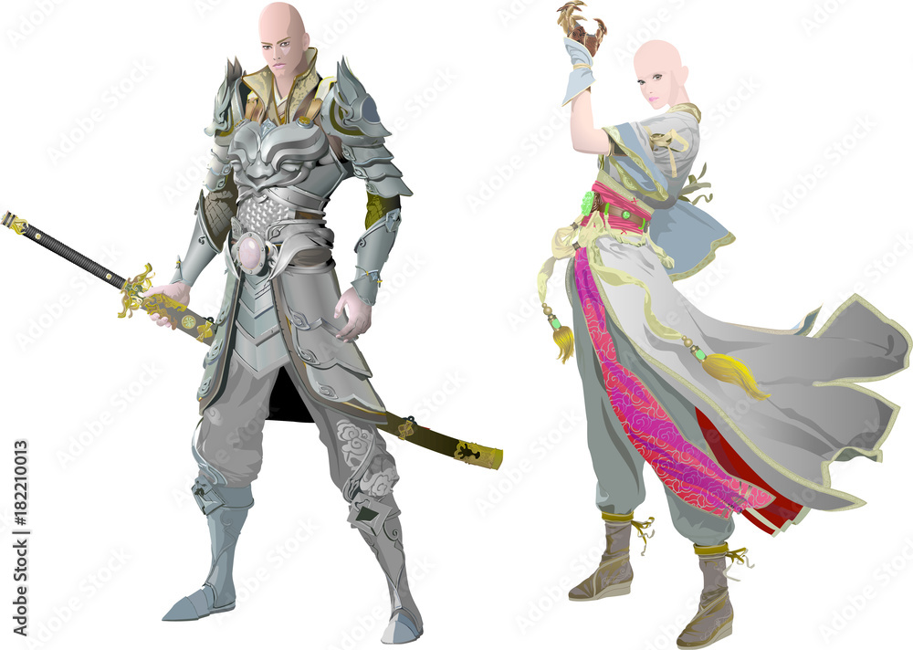 戦うお坊さんのイラスト Stock ベクター Adobe Stock