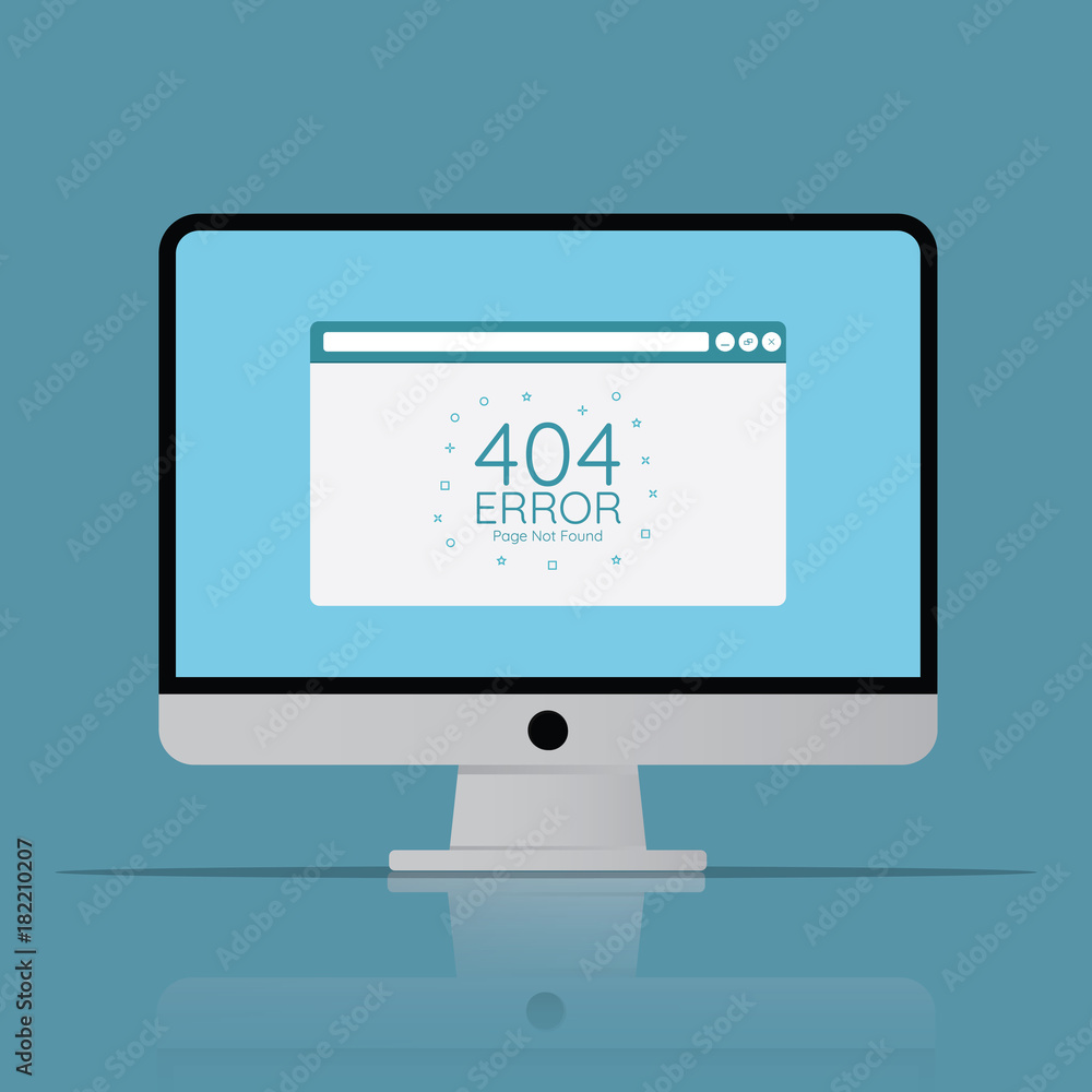 404 error page in browser screen icon computer with flat style concept vector illustration 404 error page in browser screen icon computer with flat style concept vector illustration