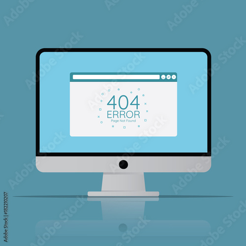 404 error page in browser screen icon computer with flat style concept vector illustration