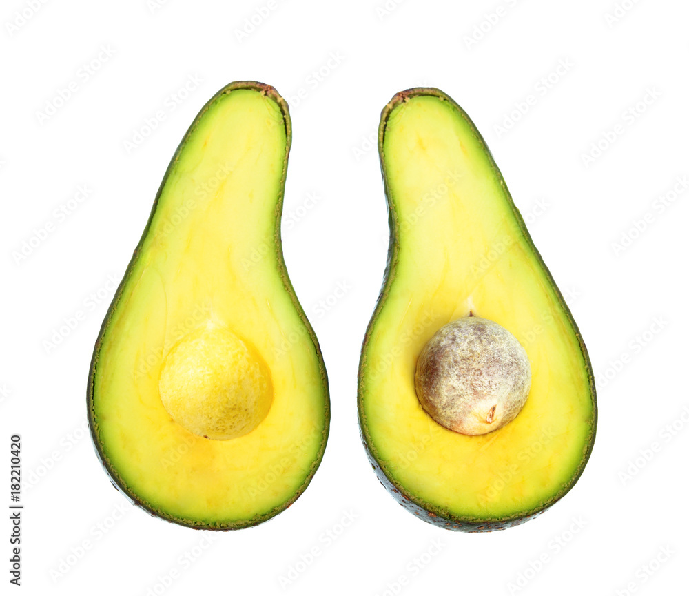 avocado isolated on white background, Half avocado isolated on white background, Half