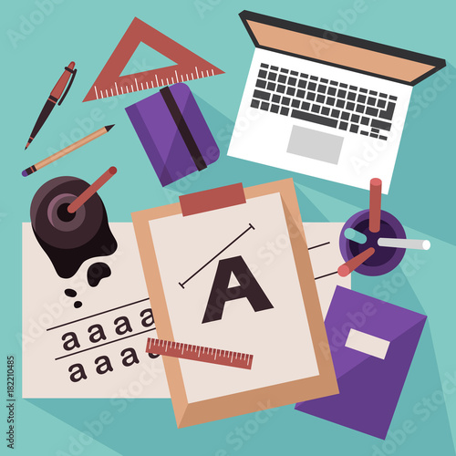 workplace designer. flat vector illustration
