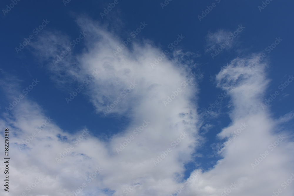 青空と雲「空想・雲のモンスターたち」（顔を出す、頭を上げる、頭角を現すなどのイメージ）
