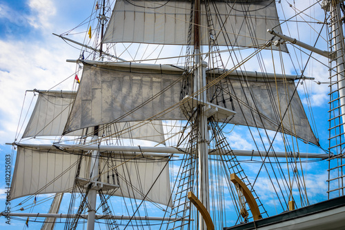 Bark Foremast and Mainmast With Sails Unfurled