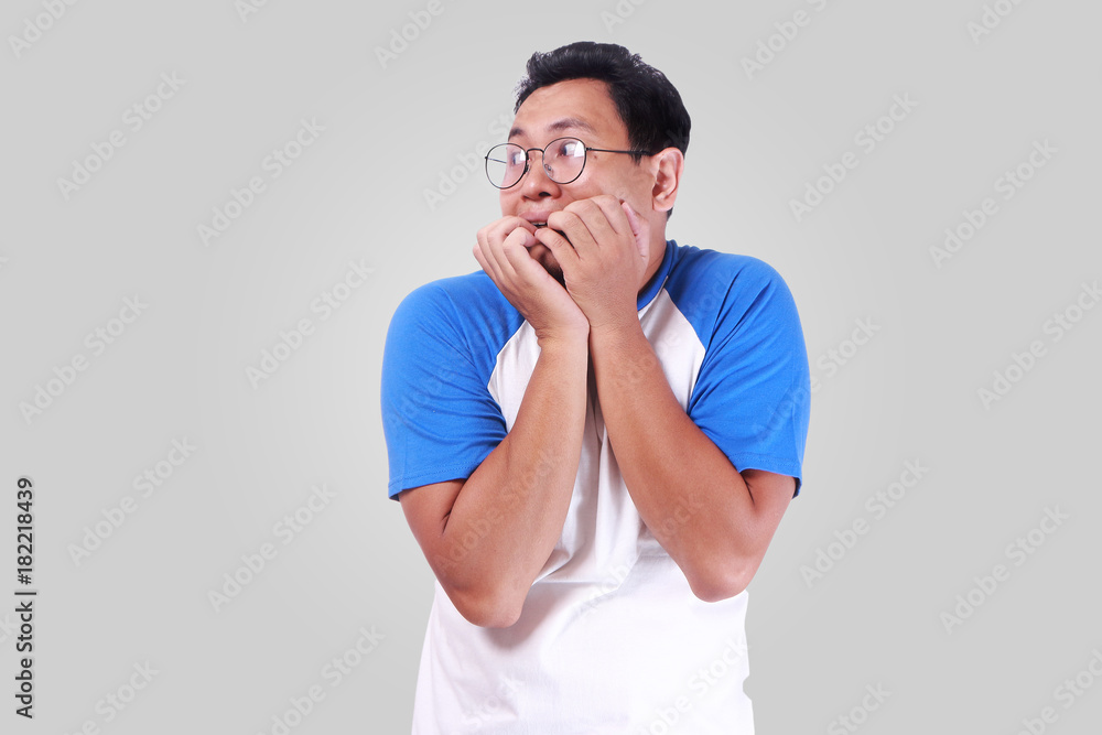 Young Man Nervous Afraid or Worried of Something Young Man Nervous Afraid or Worried of Something
