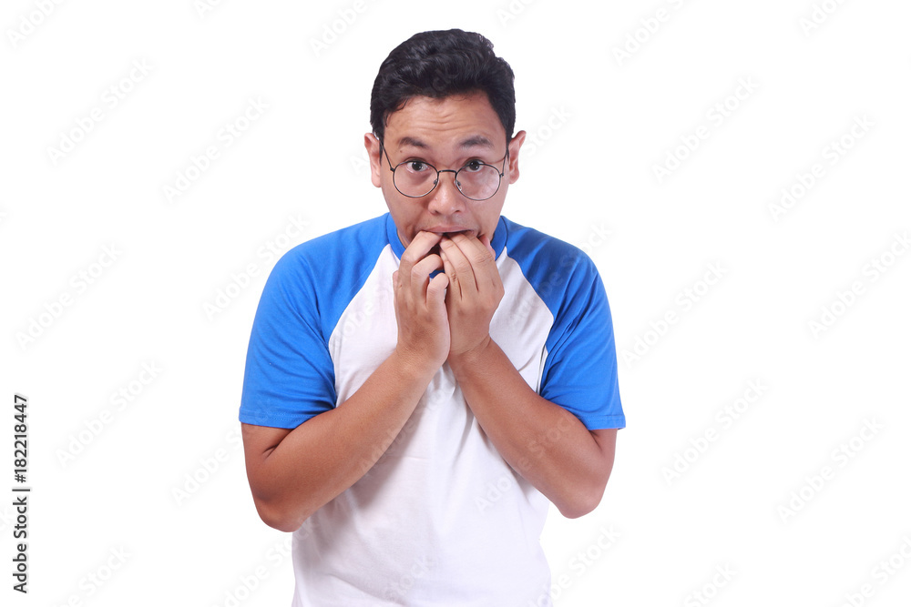 Young Man Nervous Afraid or Worried of Something Young Man Nervous Afraid or Worried of Something