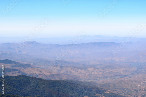 Mountain peaks landscape of Kew Mae Pan nature trail at Doi Inthanon natuonal park   Chaingmai   Thailand