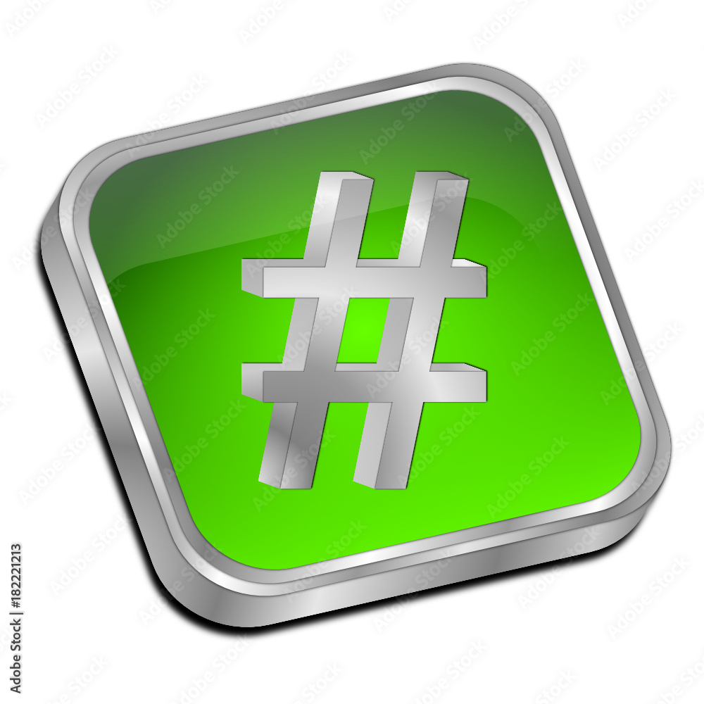 Fototapeta premium Hashtag Button - 3D illustration