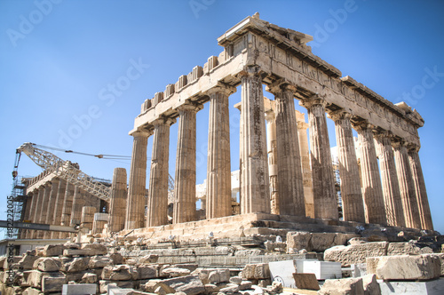 The Parthenon or temple of Athena on the Acropolis in Athens, the capital of Greece

